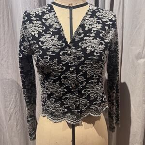 VTG Ann Ferriday Rare Buffy Crossdye Lace Cardigan Top S